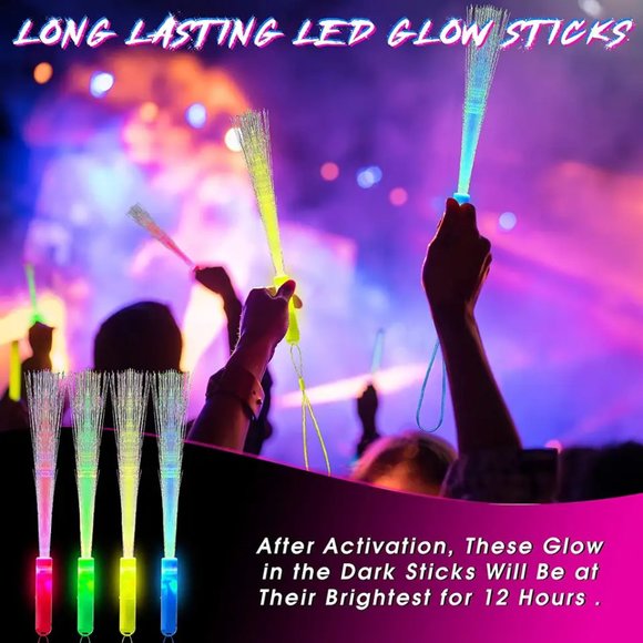 LED Fiber Optic Stick 7 Colors Light Up Fiber Optic Stick Glow in The Dark Wands - Picture 2 of 4
